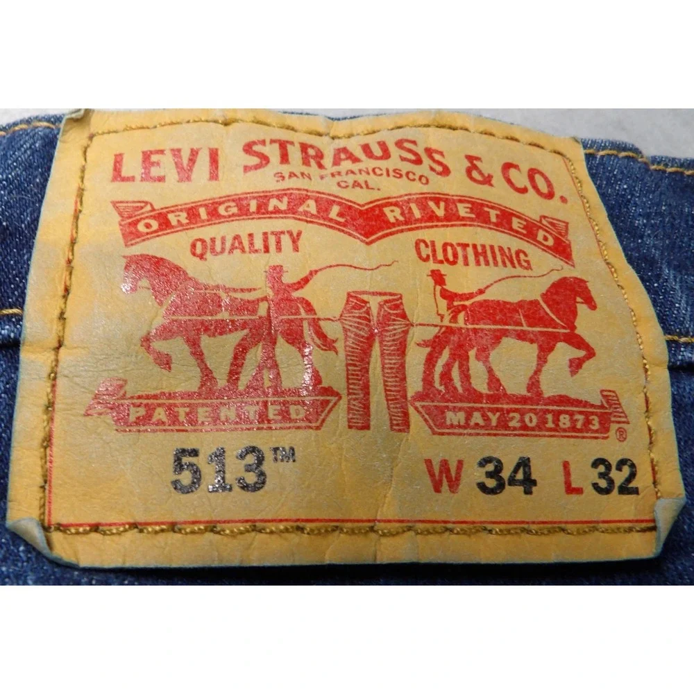 Levi's 513 Slim Straight Jeans Cotton Stretch Men W34xL32 Blue Medium Wash Denim